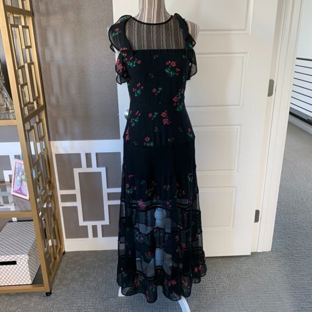 Express Tiered Floral Floor Length Dress - Picture 1 of 11